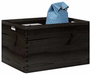 vidaXL Caixa madeira com pegas preta 40x30x23 cm pinho madeira maciça