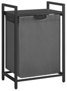 VASAGLE Cesto de roupa suja, Cesto de roupa suja, Saco de roupa removível e extraível, Prateleira, Estrutura de metal, 65L, 50 x 33 x 72 cm, Preto e Cinza BLH101G01