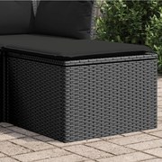 vidaXL Banco de jardim com almofadão 55x55x37 cm vime PE preto
