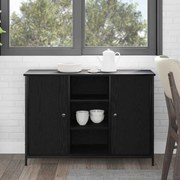 vidaXL Aparador Carvalho Preto 100x35x70 cm Madeira Engenharia e Aço