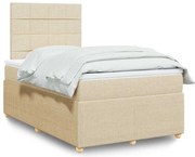 Cama boxspring com colchão 120x190 cm tecido cor creme