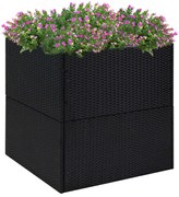 vidaXL Vaso/floreira de jardim 80x80x80 cm vime PE preto