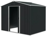 Outsunny Abrigo de Jardim de 4,1 m² 236x174x190 cm para Armazenamento de Ferramentas com Portas de Correr e 4 Janelas de Ventilação Cinza