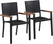 vidaXL Cadeiras de exterior 2 pcs vime PE preto
