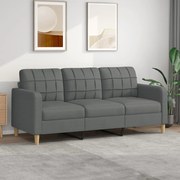 vidaXL Sofá de 3 lugares 180 cm tecido cinza-escuro