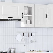 vidaXL Armário parede de cozinha porta vidro Kalmar branco alto brilho