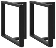 vidaXL Pés de mesa de jantar em forma de T, 2 peças, preto, 80x35x(72-73) cm, aço