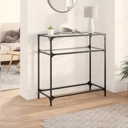 vidaXL Mesa consola com tampo em vidro transparente 80x35x81 cm aço