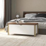 vidaXL Caixa arrumação c/ almofadão contrap. 105x40x45cm branco/sonoma