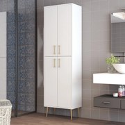 Armário Multiusos Berlin – Branco/Dourado – 60x202x35 cm