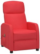 Poltrona massagens reclinável couro artificial vermelho