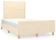 vidaXL Estrutura de cama sem colchão 120x190 cm tecido creme