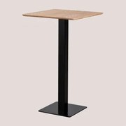 Mesa Alta De Bar Quadrada Em Chapa De Freixo Espresso ↔︎ 60 Cm & Preto - Sklum