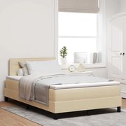 vidaXL Cama Box com colchão com cabeceira Creme 120 x 190 cm tecido