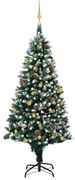 vidaXL Árvore Natal artificial pré-iluminada c/ bolas e pinhas 240 cm
