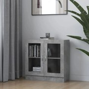 vidaXL Armário vitrine derivados de madeira cinza cimento