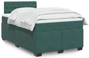 vidaXL Cama boxspring com colchão 120x190 cm veludo verde-escuro