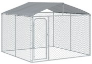 PawHut Canil de Exterior com Toldo Gaiola para Animais de Estimação com 1 Porta e Estrutura de Aço 300x300x234 cm Prata