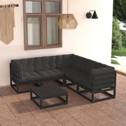 vidaXL 6 pcs conjunto lounge de jardim c/ almofadões pinho maciço