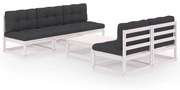 vidaXL 6 pcs conjunto lounge de jardim com almofadões pinho maciço