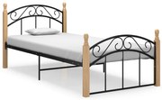 vidaXL Estrutura de cama 90x200 cm metal/madeira carvalho maciça preto