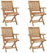 vidaXL Cadeiras de jardim dobráveis 4 pcs madeira de teca maciça