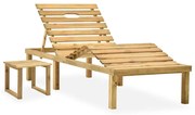 vidaXL Espreguiçadeira de jardim com mesa madeira de pinho impregnada