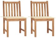 vidaXL Cadeiras de jardim c/ almofadões 2 pcs teca maciça
