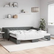 vidaXL Sofá-cama c/ gavetão/colchões 100x200cm tecido cinzento-escuro