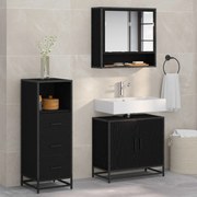 vidaXL Conjunto de Móveis para Banheiro com porta 3 pcs Carvalho Preto