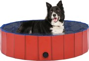 vidaXL Piscina para cães dobrável 120x30 cm PVC vermelho