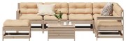 vidaXL 8 pcs conjunto lounge de jardim c/ almofadões pinho maciço