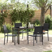vidaXL Conjunto de Jantar de Jardim 5 Peças Preto em Rattan Sintético