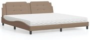 Cama com colchão 200x200 cm couro artificial cappuccino