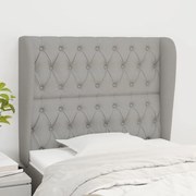 vidaXL Cabeceira de cama c/ abas tecido 93x23x118/128cm cinzento-claro