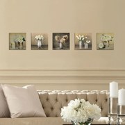 Pintura Decorativa em MDF UTB124 – Branco, Creme e Cinza – 15 x 15 cm