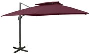 Guarda-sol cantilever com toldo duplo 300x300 cm bordô