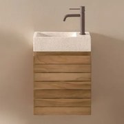 Conjunto De Móvel De Casa De Banho Suspenso 40x20 Cm Em Madeira De Teca Com Lavatório Integrado Em Cimento Napier Madeira De Teca & Sem - Sklum