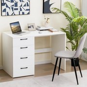 Secretária para computador com 4 gavetas para escritório 110 x 60 x 76 cm Branca