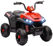 AIYAPLAY Quadriciclo Elétrico para Crianças com Bateria 12V Faróis e Música Carga 30 kg 85x55,5x62 cm Vermelho