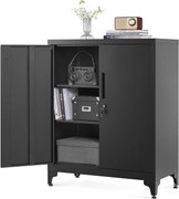 Armário metálico de armazenamento multifuncional com portas | SONGMICS | 40 x 80 x 90 cm | preto | OMC013B01.