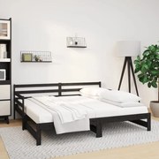 Sofá-cama de puxar 2x(80x200) cm pinho maciço preto