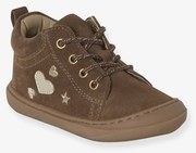 Botins com atacadores em pele macia primeiros passos. para bebé  castanho