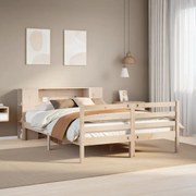 vidaXL Cama com estante sem colchão 120x190 cm pinho maciço