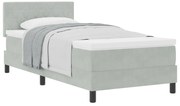 Cama Box Spring com Colchão Cinza Claro 90x200 cm Veludo