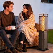 Aquecedor de Pellets 6.86 KW com Tubo de Vidro Base Antiderrapante e Grelha Metálica Aquecedor de Pellets sem Fumo 26x26x95 cm Preto