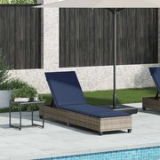 vidaXL Espreguiçadeira com almofadões 55x200x25,5cm vime PE cinzento