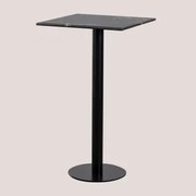 Mesa Alta De Bar Quadrada De Mármore (60x60 Cm) Rocher Mármore Preto & Preto - Sklum
