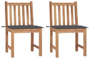 vidaXL Cadeiras de jardim c/ almofadões 2 pcs teca maciça