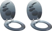 vidaXL Assento de Sanitário com Fechamento Suave 2 pcs Cinzento